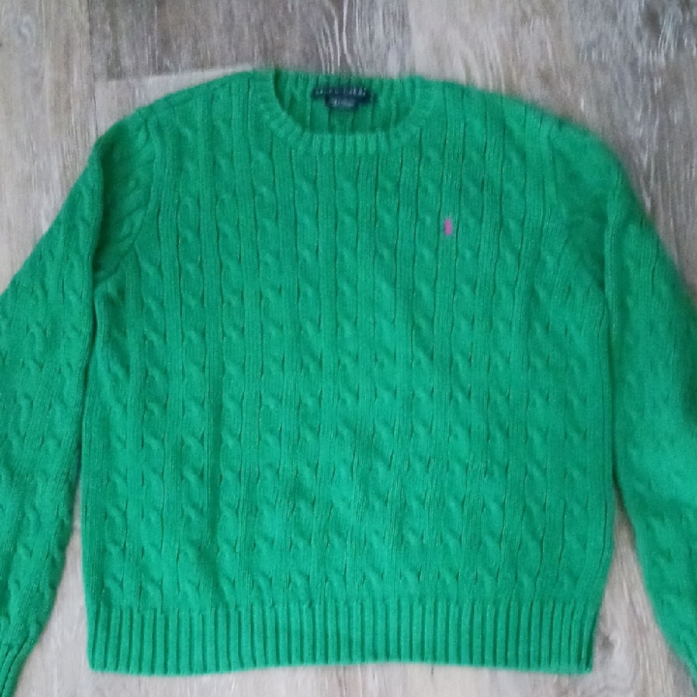 Ralph Lauren Green Cable Knit Sweater